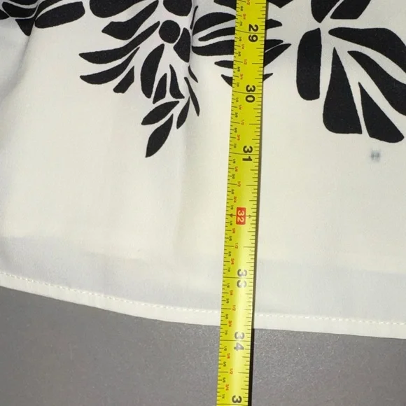 Elle White & Black Floral A Line Polyester Print Dress Pink Belt Size 6 NWT - Picture 9 of 10